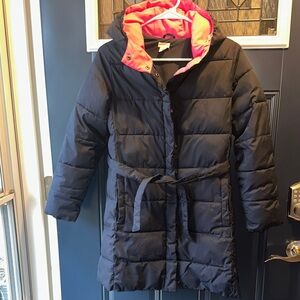 Crewcuts Dark Blue Puffer Jacket with Bright Pink